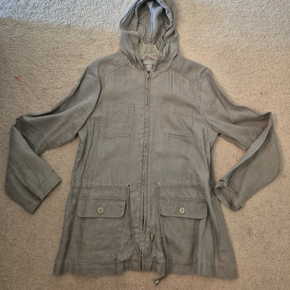 Kenar Gray Utility Jacket with Hood